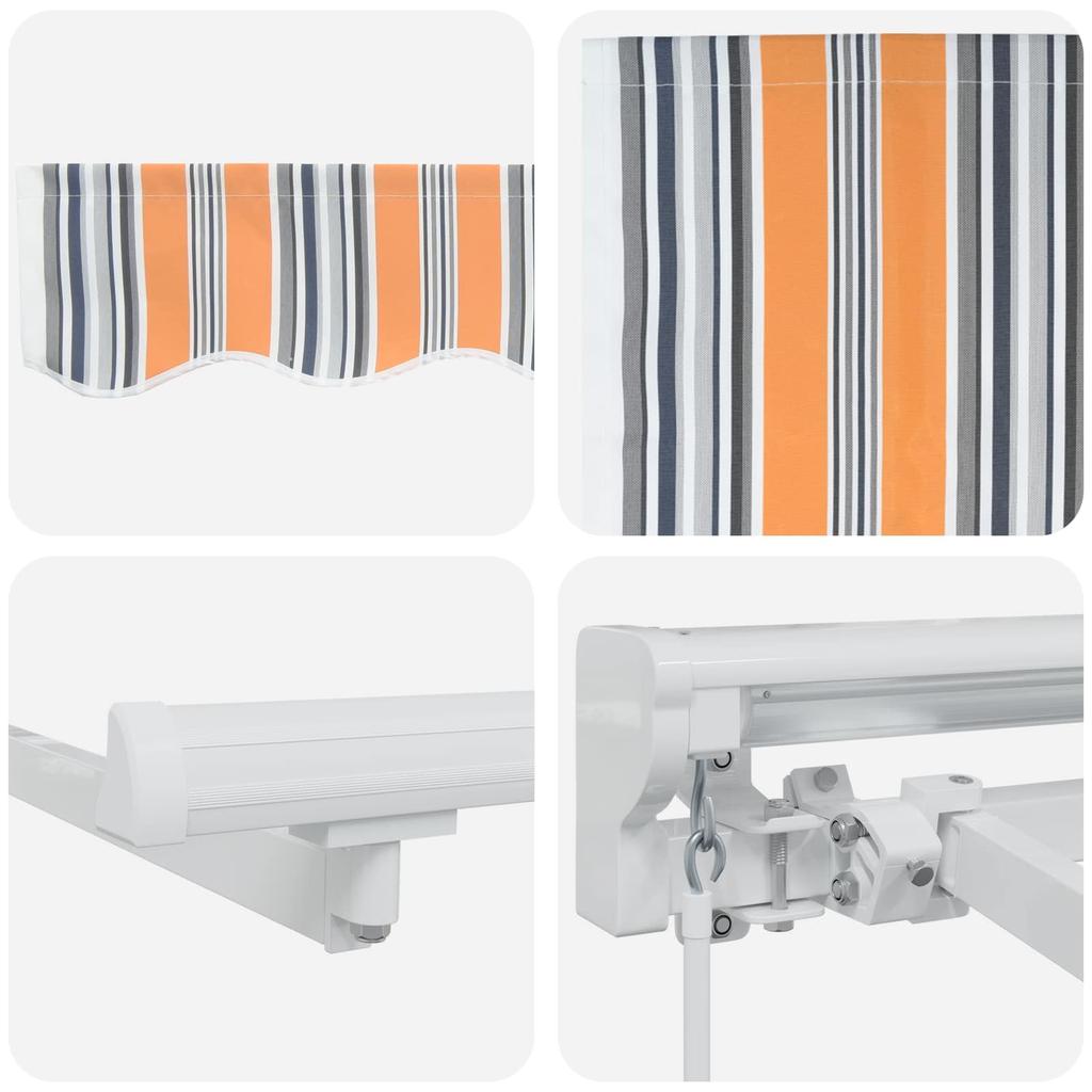 Manual Retractable Awning Orange Gray Blue White 4.5 * 3 m