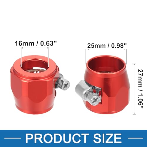 A ABSOPRO Hex Car Hose Finisher Flexible Rubber Pipe Clamp AN10 with Screw Band Fittings for Oil Fuel Water Pipe, Red