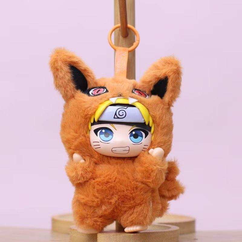 Naruto Tailed Beast Series Plush Toys Cute Sasuke Sakura Vinyl Dolls Kawaii Gaara Hinata Kakashi Bag Keychains For Birthday Gift