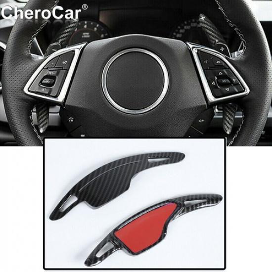 Carbon Fiber Steering Wheel Paddle Shifter Trim Cover For Chevrolet Camaro 2017+