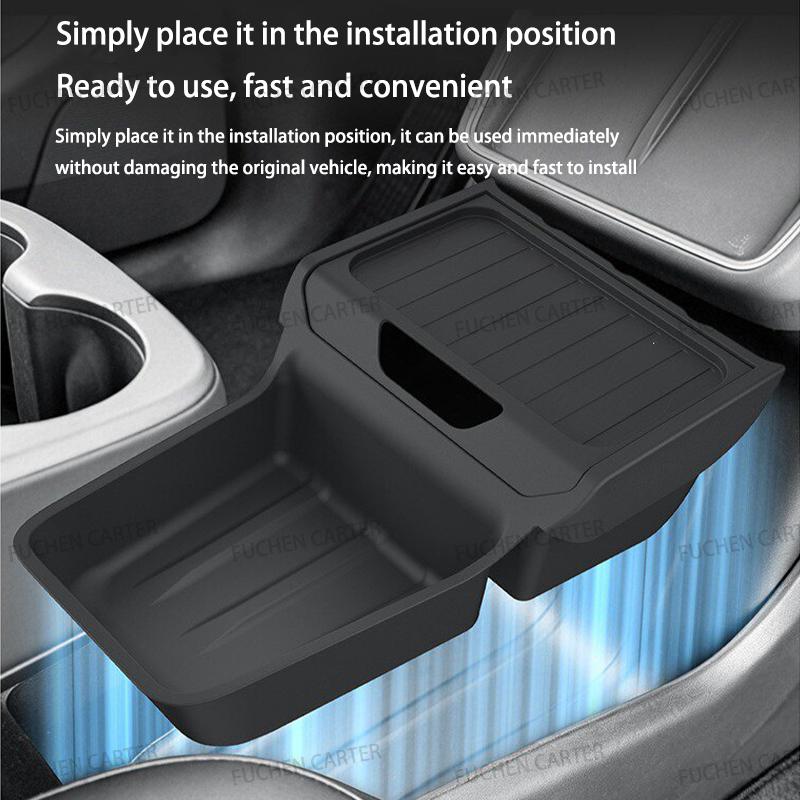 TPE Under Central Control Storage Box For Tesla Model Y Standard 2025+ Flip Cover design Tissue Box Storage interior Accessories