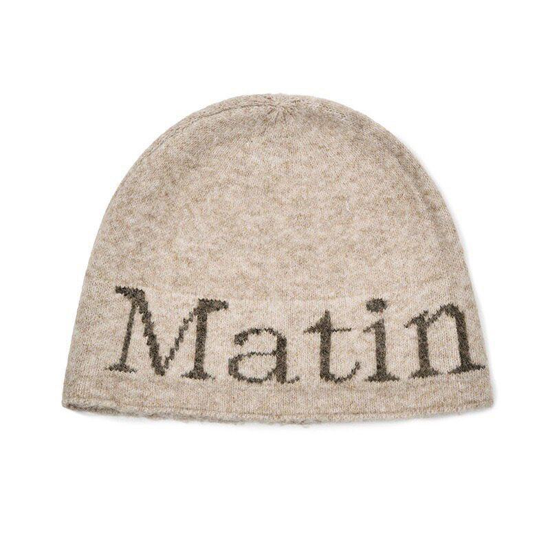Matin Kim Letter Knit Beanie Hat Unisex Streetwear Winter Cap Men Women Trendy Korean Fashion Cold Weather Accessory