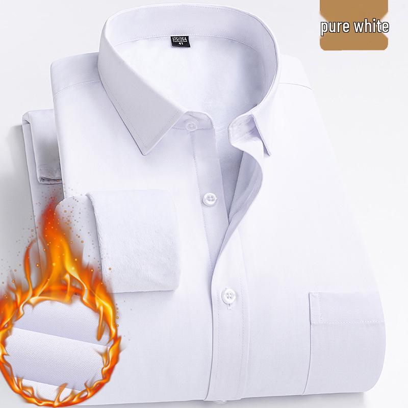Men's Fleece-Lined Striped & Checkered Business Casual Warm Shirt for Middle-Aged & Elderly
