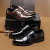 Leather shoes new business dress shoes Mengke shoes double buckle monk shoes