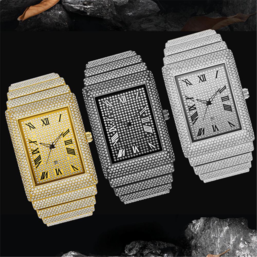 Men's Luxury Gold Diamond Quartz Watch with Date 057