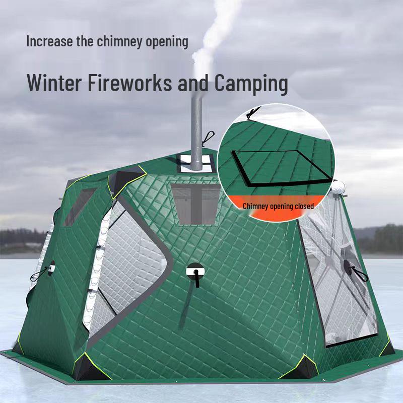 Thickened Cotton-Padded Winter Tent: Quilted, Windproof, and Warm for Extreme Cold Ice Fishing and Camping