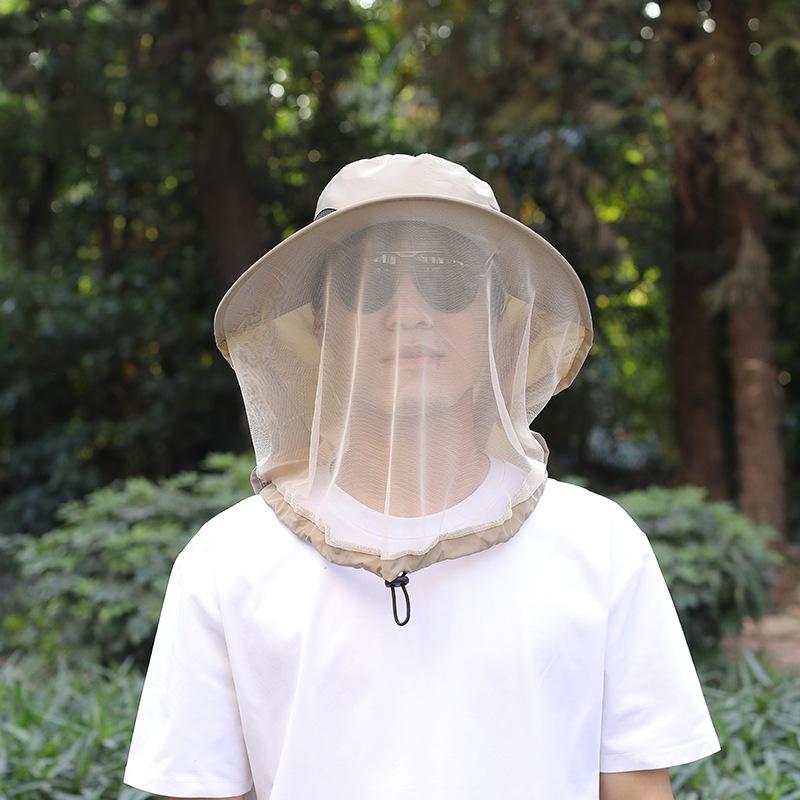 

Уличная шляпа рыбака с широкими полями, шляпа-ведро, шляпа от комаров с сеткой, защита от насекомых и пчел, мужская солнцезащитная рыболовная кепка хаки