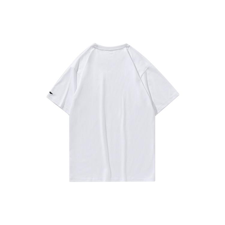 Li Ning T Shirts Unisex White Crew Neck Moderate Straight Fit AHSN737-1