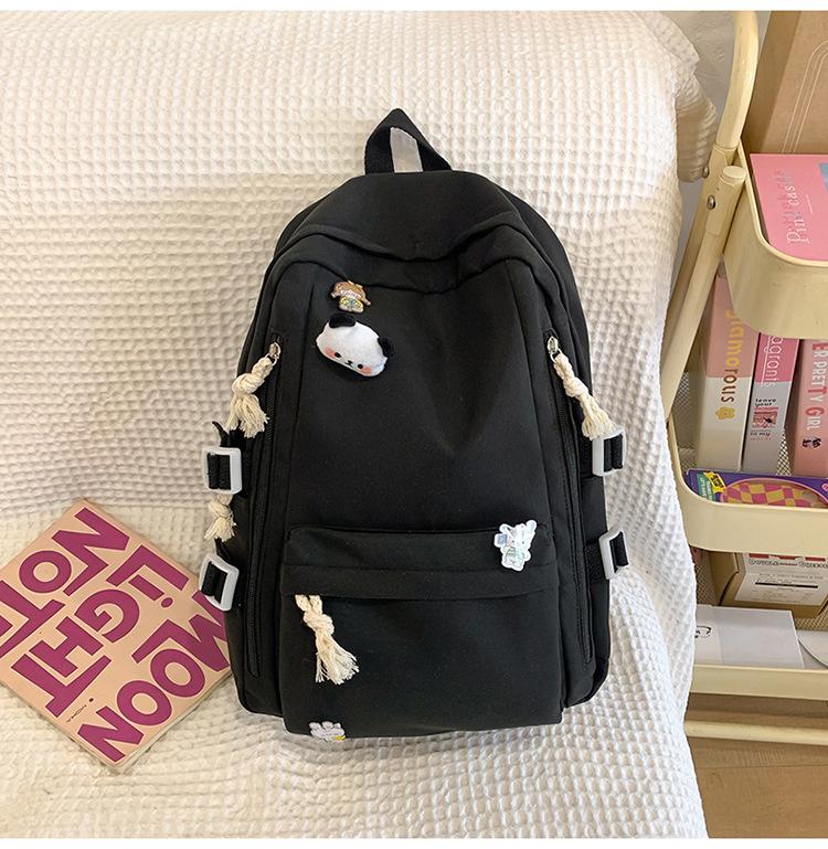 

School bag female college student backpack new large capacity junior high school student cute backpack female versatile fashion чорний
