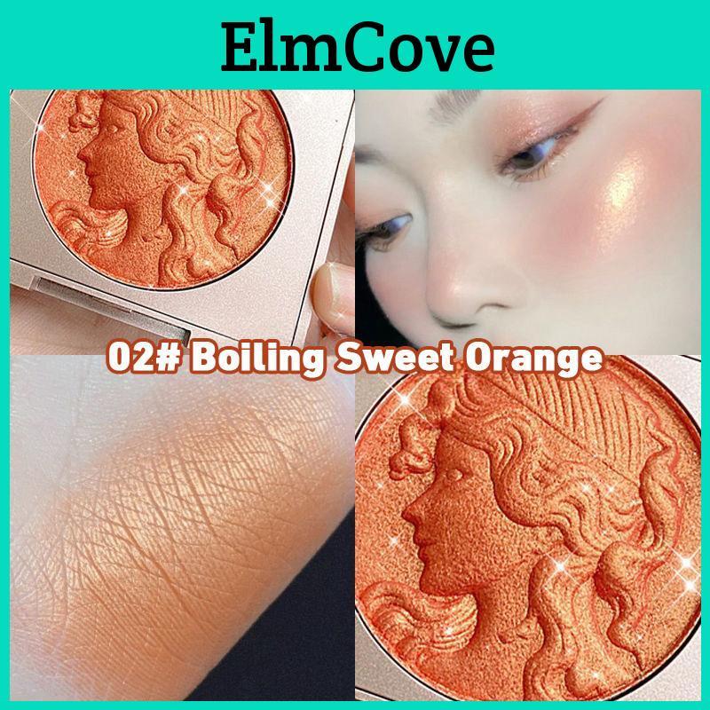 Facial Glitter Embossed Blush Highlighter Longlasting Shimmer Powder Pink Coral Rouged For Cheeks Eyeshadow Smooth Cosmetics