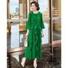 Elegant High-End Pink Pleated Spring Dress, Long Skirt with Irregular Design, Plus Size Women's Fashion.