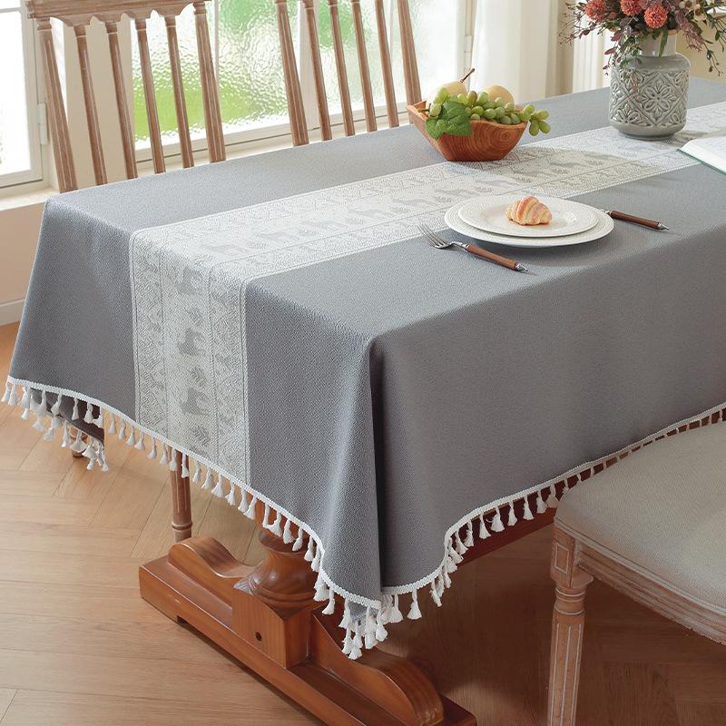 Nordic Light Luxury Tablecloth Imitation Cotton And Linen Fringed Long Dining Table Cloth Coffee Table Christmas Dust Tablecloth Mat
