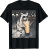 Raccoon Drinking Iced Coffee Funny Animal Meme Men Women T-Shirt