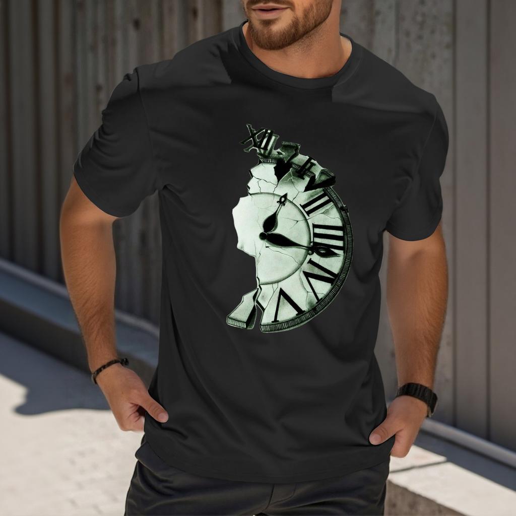 Men's Fashion Printed Round Neck Straight Shoulder Short Sleeve T-Shirt Top