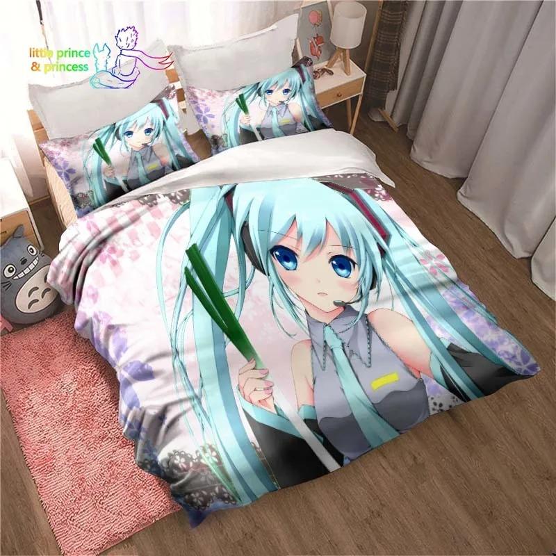 Set de lenjerie de pat Anime Kawaii Japonez Miku Single Twin Full Queen King Size Set de pat Aldult Copil Dormitor Imprimeu 3D