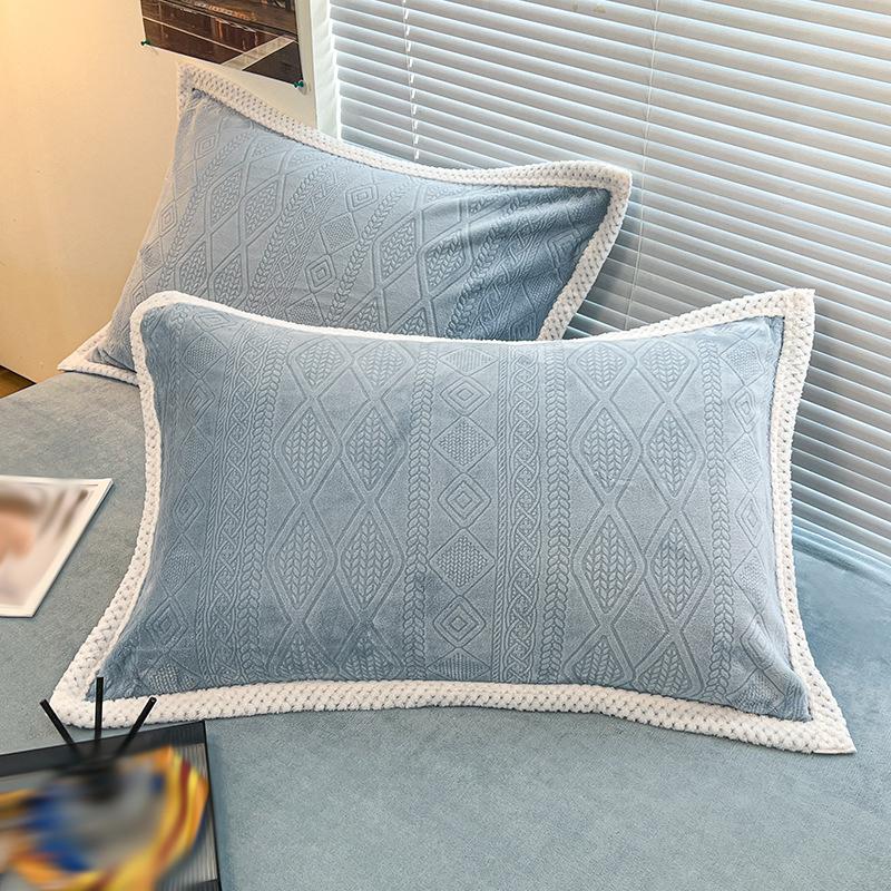 2 Pcs Winter Thicken Warm Pillowcase Soft Plush Flannel Coral Velvet Pillow Covers Home Living Room Decor Cushion Cover