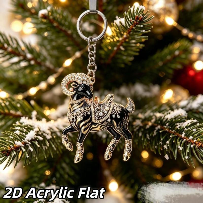 1Pcs 2D Goat Acrylic Pendants Cute Animal Hanging Ornament for Christmas Party Backpack Zipper Charm Accessory