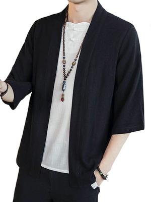 Haori Strickjacke Hemd Ärmel Einfarbig Schlicht Lässig Cool Dünn Langarmhemd Hemd Langarmhemd Sommerhemd Langarm Stilvolles Hemd Ärmel Tops