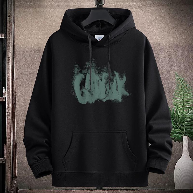 GOK Pattern Большой размер Мужская флисовая толстовка с капюшоном Свободная спортивная рубашка для мальчиков Пуловеры 4XL чёрный 2744₽