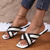Stylish Black and White Strappy Flat Sandals - Elegant Open-Toe Design with Adjustable Straps, Perfect for Summer and Beach Wear