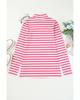 Azura Exchange Strawberry Pink Striped Print Textured Knit Long Sleeve Tee