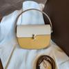 New genuine leather women's bag, top-grain cowhide color-block saddle bag, textured, versatile, niche, single-shoulder, crossbody, underarm bag
