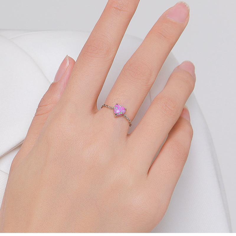 Tancise Classic 925 Sterling Silver Opal Ring Ladies Jewelry Wedding Promise Party Gift