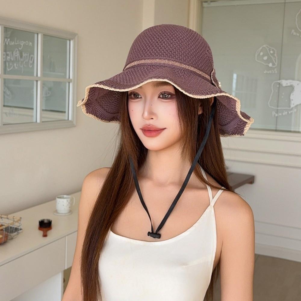 Breathable Fisherman Cap Big Brim Bucket Hat Trendy Sun Hat  for Women