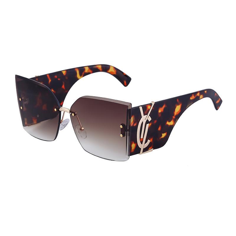 Nuovi Occhiali da Sole alla Moda Cool Donna Marca di Lusso Lettere Montatura Oversize Vintage Senza Montatura Occhiali da Sole Donna Quadrati Grandi UV400