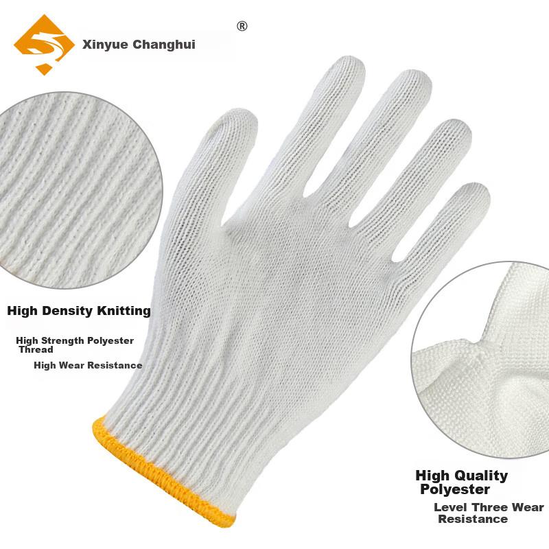 Baumwollgarn-Handschuhe, 12 Paar/Packung, Verdickte rutschfeste verschleißfeste Arbeitshandschuhe, Handgefertigt 10-Nadel, Hochwertiges Polyester, Einheitsgröße