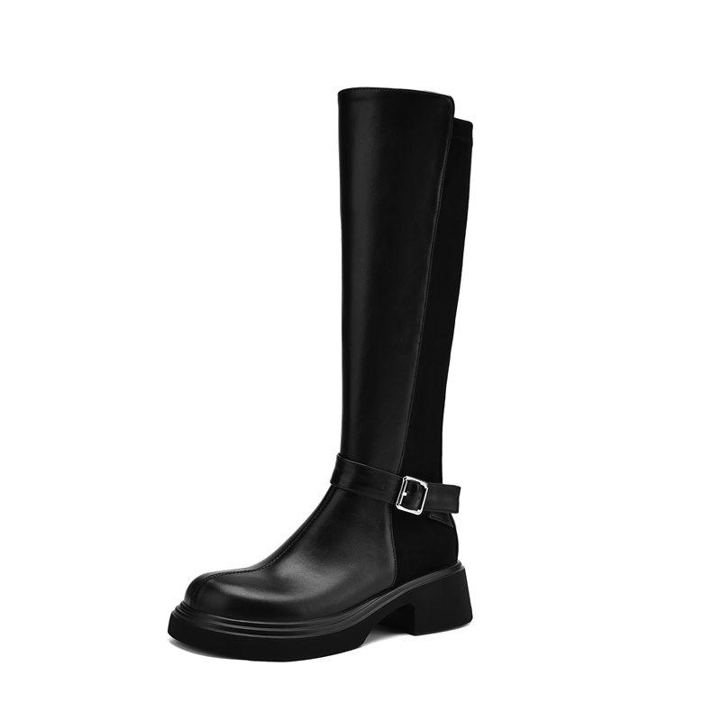 Women's high-heeled boots autumn and winter new thick-heeled large-size casual knee boots