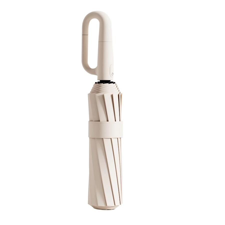 

Полностью автоматический складной зонт с пряжкой, легко носить, больше, толще и прочный, портативный и ветрозащитный, вращающиеся ручки бежевый