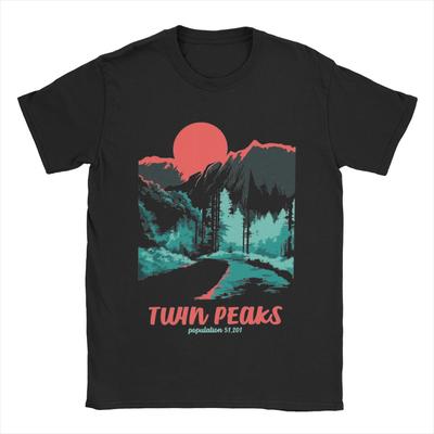 Men's T-Shirts Twin Peaks National Parks Tonal Welcome Poster Cotton Tees Short Sleeve T Shirt Round Collar Clothing Summer