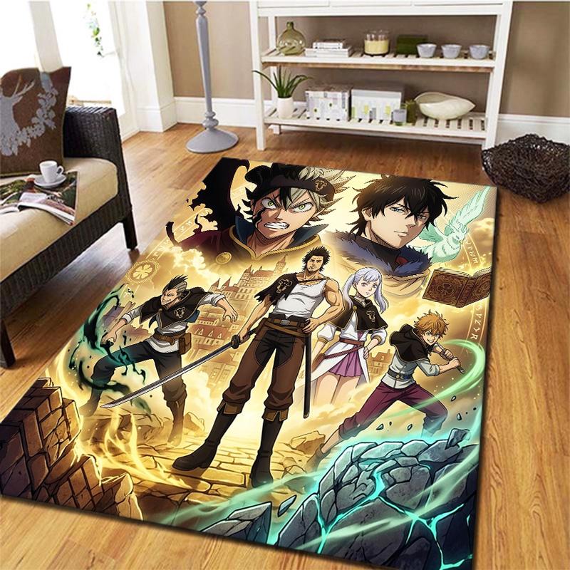Black Clover Carpet Rug For Living Room Bedroom Home Sofa Decoration Kids Play Nonslip Floor Mat