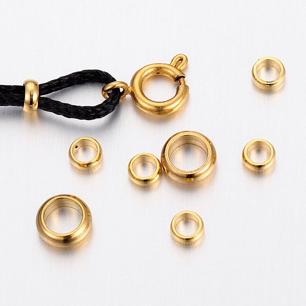 50 stuks Goudkleurig Roestvrij Staal Rond Stopper Spacer Kralen Krimp Eindkralen voor DIY Ketting Sieraden Maken Benodigdheden Groothandel