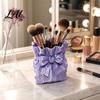 Makeup Brush Stand Satin Bow Bag Holder 3D Printed Beauty Tool Organizer Storage Container for Desk Large Bowknot Pouch Pencil Holder Capacity