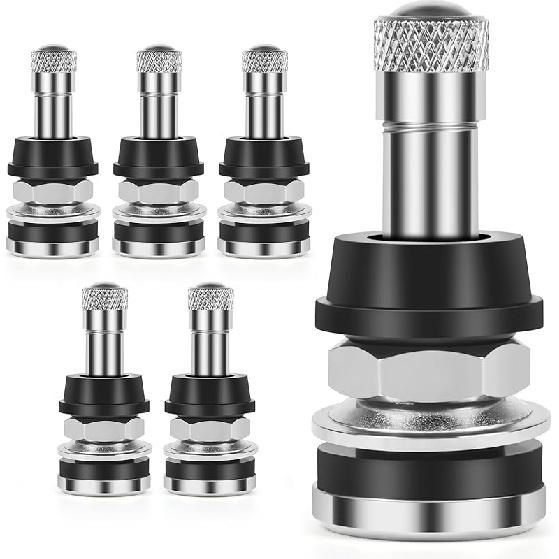 6-Pack TR416 Tire Valve Stems, High Pressure 200 PSI Tubeless Valve Stems, Brass Valve Stems, 1-1/2" Schrader Valve, Fits 0.453" & 0.625" Rim Holes