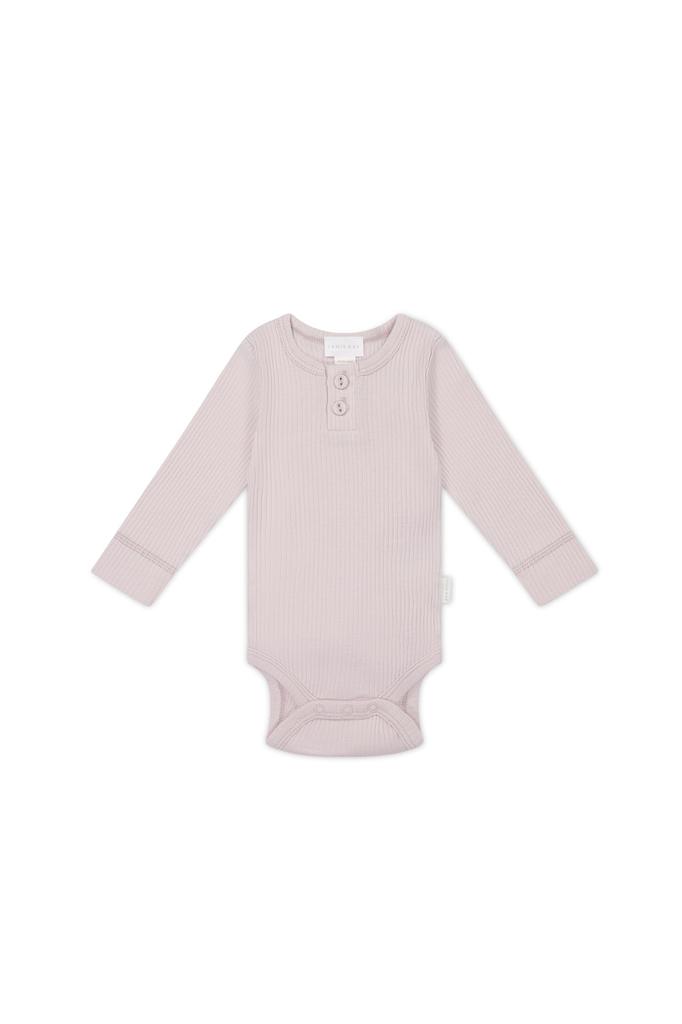 Jamie Kay OCM Ribbed Long Sleeve Bodysuit in Violet Tint Baby Size Size 80 (JBCO259015), LPNK,