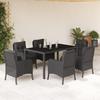 Vidaxl 7-Cz. Garden Furniture Set With Cushions, Black, Poly Rattan