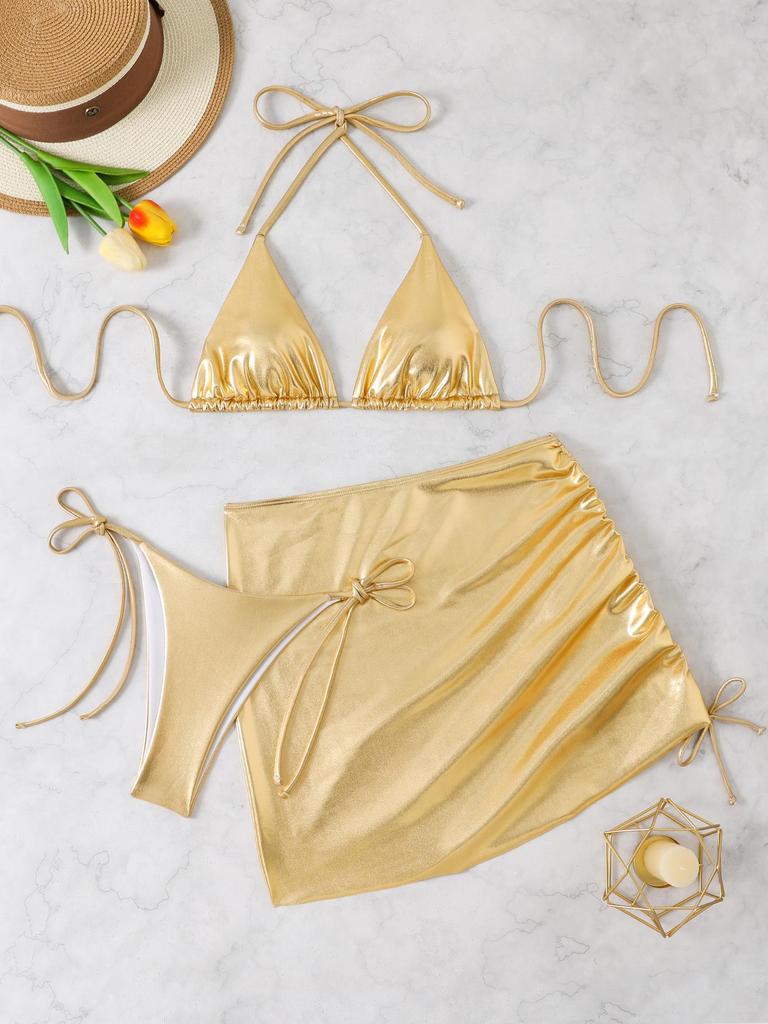 2026 European & American Cross-border Glitter Slim-fit Bikini Set - Sexy Nightclub Best Seller