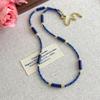 New Chinese National Style Blue Lapis Lazuli Crystal Beaded Necklace Women Trendy Versatile Stackable Clavicle Chain Jewelry