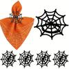 1-10PCS Black Spider Web Halloween Napkin Rings for Table Decoration Party Napkin Holders Ghost Festival Dinnerware Supplies
