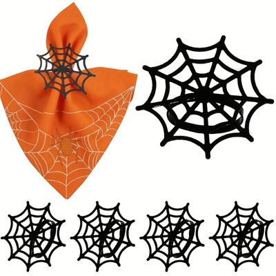 1-10PCS Black Spider Web Halloween Napkin Rings for Table Decoration Party Napkin Holders Ghost Festival Dinnerware Supplies