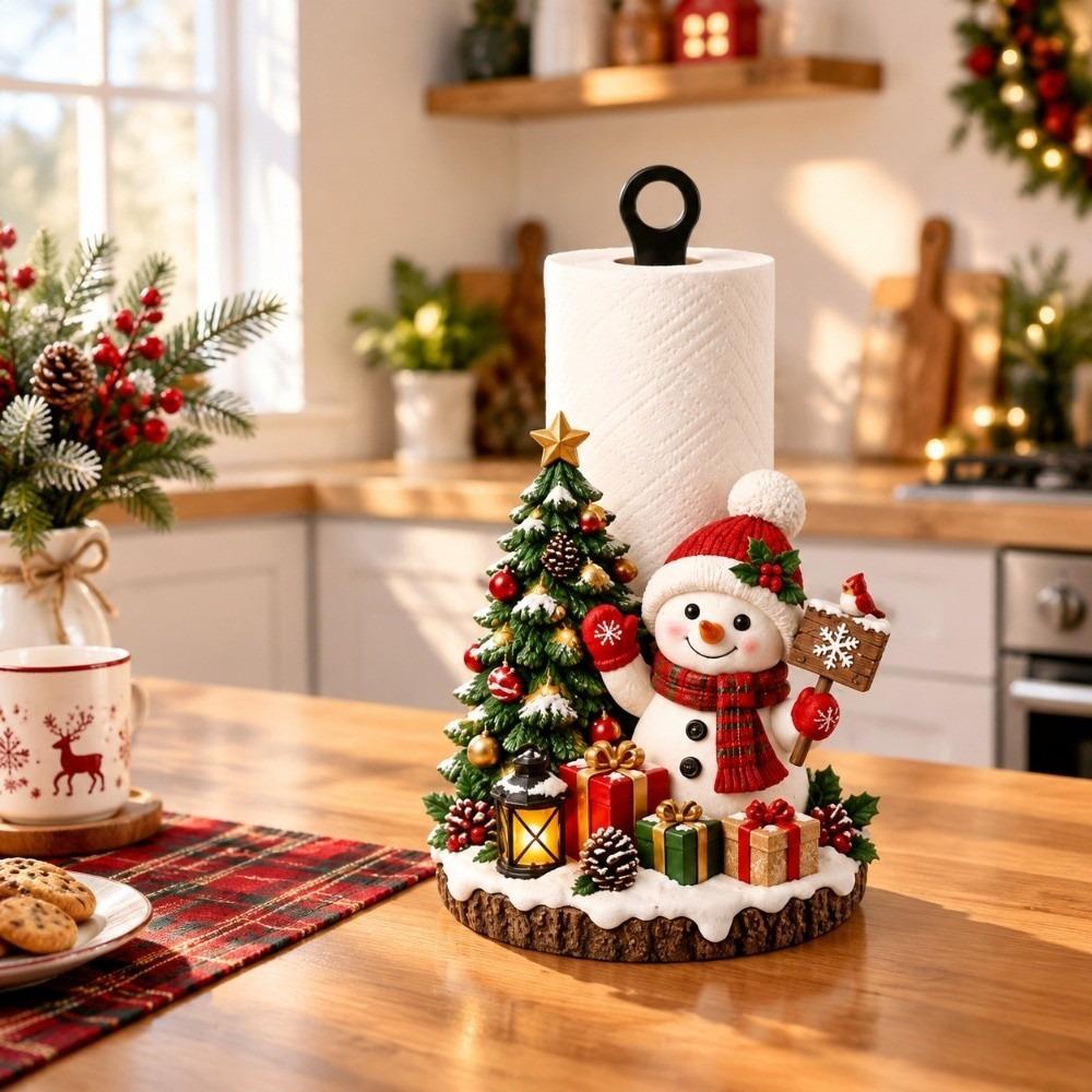 Acrylic Wood Base Christmas Paper Towel Holder Kitchen Roll Dispenser Christmas Holiday