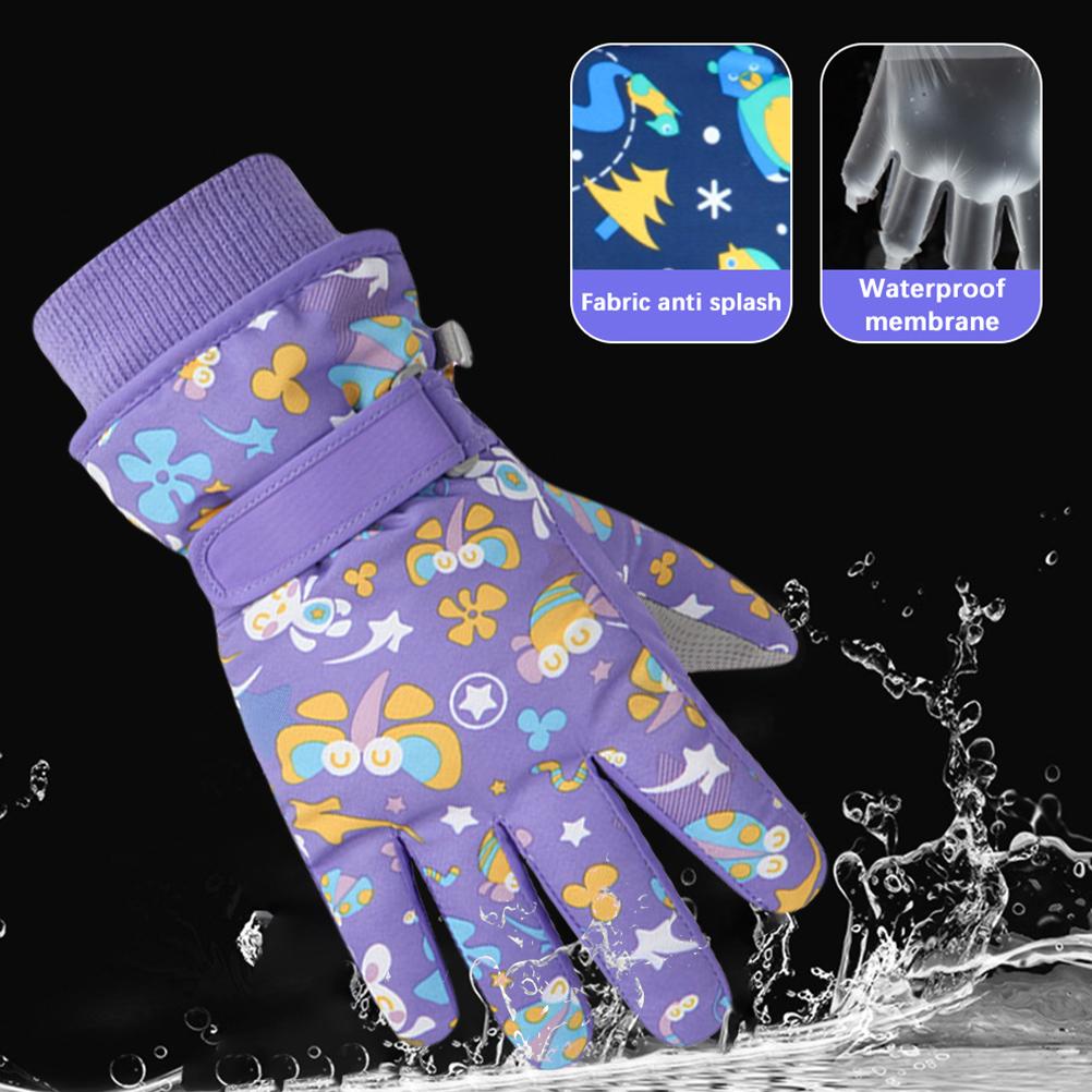 Kinder Skihandschuhe Cartoon Winter Wasserdicht Winddicht Schnee Fäustlinge Fleecegefüttert Warme Handschuhe für Mädchen Jungen Outdoor