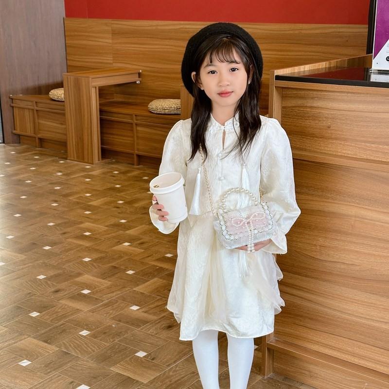 Adorable Pearl Bow Kids Crossbody Bag With Charming Floral Patterns For Daily Use