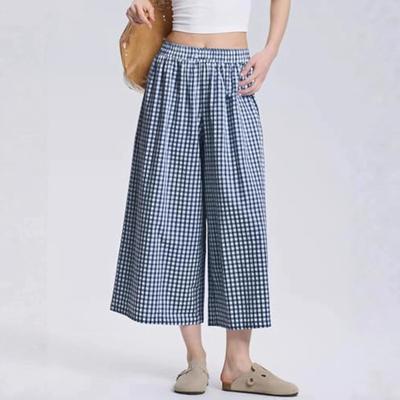 Women's Plaid Loose Casual Pants Crop-length Pants