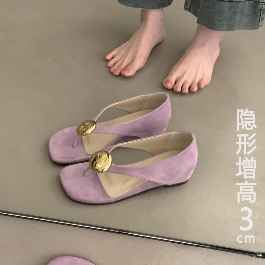 4cm inner height increase toe sandals women's shoes new with skirt square head shoes