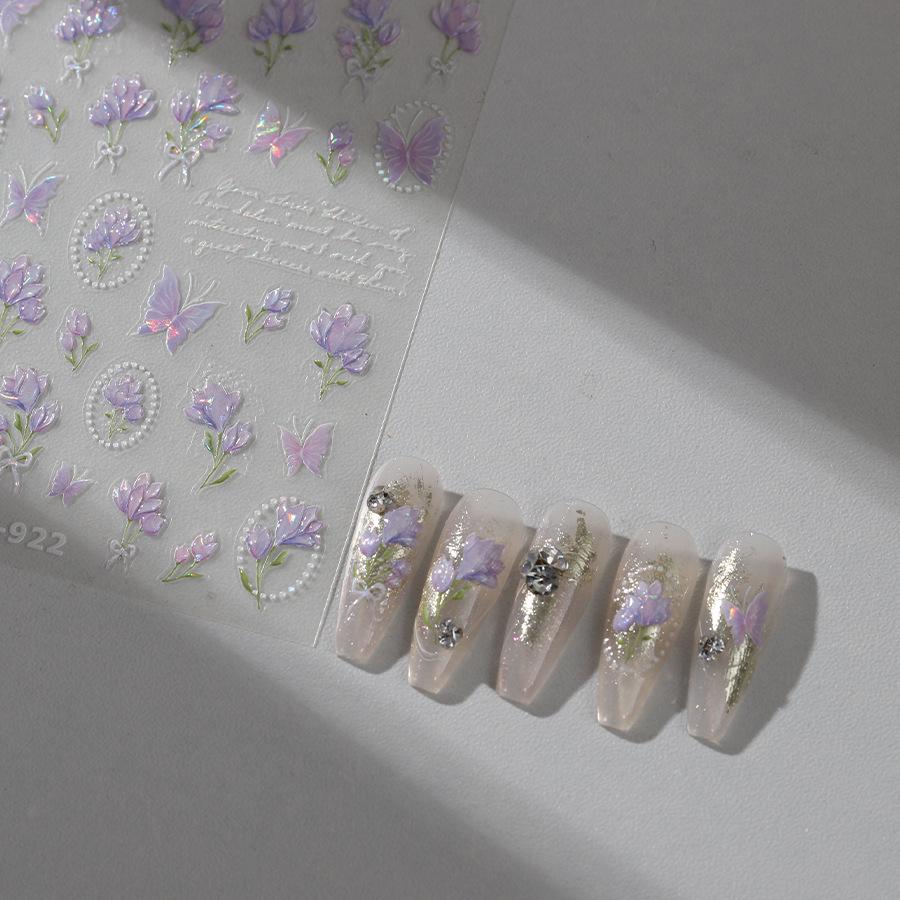 

Transparent Crushed Glass Butterfly Nail Stickers with Jelly Glue