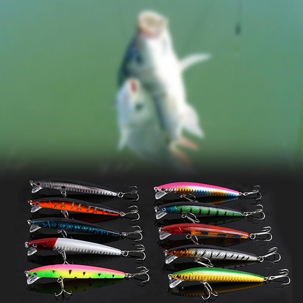 10pcs Colorful Fishing Lures 95mm Crankbaits Sharp Hooks Baits Tackle Fishing Accessories